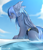 Size: 1540x1800 | Tagged: safe, artist:snowstormbat, oc, oc only, oc:midnight snowstorm, bat pony, pony, bat pony oc, clothes, fluffy, speedo, swimming pool, swimsuit, water, wet