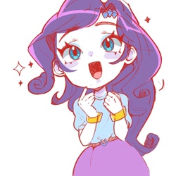 Size: 1024x1024 | Tagged: safe, artist:vantenicy, rarity, human, equestria girls, g4, blushing, cute, female, open mouth, open smile, raribetes, simple background, smiling, solo, white background