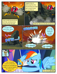 Size: 612x792 | Tagged: safe, artist:newbiespud, edit, edited screencap, screencap, discord, lord tirek, spitfire, twilight sparkle, alicorn, centaur, pegasus, pony, taur, comic:friendship is dragons, g4, comic, dialogue, eyelashes, female, figurine, flying, grin, male, mare, onomatopoeia, outdoors, screencap comic, smiling, twilight sparkle (alicorn), wings