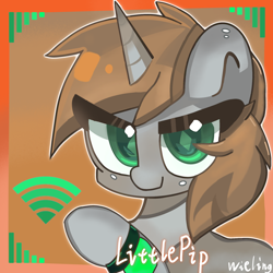 Size: 2048x2048 | Tagged: safe, artist:weiling, oc, oc:littlepip, pony, unicorn, fallout equestria, bust, cute, female, high res, mare, raised hoof, simple background, solo