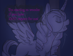 Size: 896x697 | Tagged: safe, anonymous artist, opaline arcana, alicorn, pony, series:misty pov, g5, curved horn, eyes closed, female, gaslighting, gritted teeth, horn, implied misty brightdawn, limited palette, mare, opabitch, sketch, solo, spread wings, standing, talking, teeth, wings