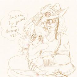 Size: 1754x1756 | Tagged: safe, artist:mimiporcellini, applejack, g4, crossover, crossover shipping, doodle, hol horse, holjack, interspecies, shipping, wip