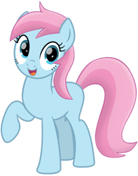 Size: 2329x2953 | Tagged: safe, artist:tankman, oc, oc only, oc:water lilly, earth pony, pony, beautiful, blue body, blue eyes, blue skin, catchlights, eye reflection, female, high res, looking at you, mare, movie accurate, open mouth, pink mane, pink tail, raised hoof, reflection, simple background, smiling, solo, tail, transparent background