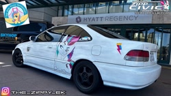 Size: 3840x2160 | Tagged: safe, artist:the_zippy_ek, zipp storm, oc, pegasus, pony, g5, babscon, car, convention, high res, honda, honda civic, instagram, irl, pegasus oc, photo, zipp civic