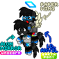 Size: 85x85 | Tagged: safe, alternate version, artist:alumina nitride, oc, oc only, oc:alon mirror, oc:ld anvil, earth pony, pony, unicorn, pony town, animated, artificial wings, augmented, flying, glasses, halo, horn, magic, magic wings, male, male oc, pixel art, simple background, small horn, transparent background, wings