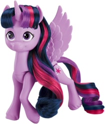 Size: 726x862 | Tagged: safe, part of a set, twilight sparkle, alicorn, pony, g4, g5, my little pony: make your mark, official, female, g4 to g5, generation leap, horn, merchandise, rainbow celebration, simple background, solo, style of the day, toy, twilight sparkle (alicorn), unshorn fetlocks, white background, wings