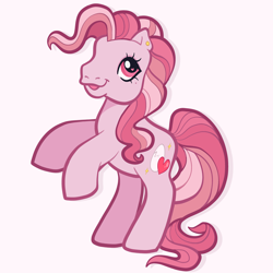 Size: 4500x4500 | Tagged: safe, artist:pilesofmiles, oc, oc only, earth pony, pony, g3, cute, earth pony oc, generation leap, multicolored hair, multicolored mane, multicolored tail, ocbetes, pink background, simple background, solo, tail