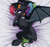 Size: 4189x3965 | Tagged: safe, artist:krissstudios, oc, oc only, oc:nacht, bat pony, amulet, bat pony oc, bat wings, bed, blushing, coat markings, cute, cute little fangs, dyed mane, dyed tail, facial markings, fangs, female, jewelry, mare, scrunchie, solo, star (coat marking), star mark, tail, tattoo, underhoof, wings