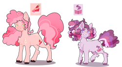 Size: 1280x702 | Tagged: safe, artist:astrodrveams, oc, oc only, oc:strawberry cheesecake cuppa, unnamed oc, earth pony, pony, chest fluff, colt, duo, female, foal, glasses, male, offspring, parent:cheese sandwich, parent:pinkie pie, parents:cheesepie, siblings, simple background, trans female, transgender, transparent background