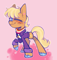 Size: 1047x1094 | Tagged: safe, artist:onionpwder, ms. harshwhinny, earth pony, pony, g4, clothes, coat, ear piercing, earring, female, female symbol, jewelry, lesbian, lesbian pride flag, necklace, one eye closed, piercing, pride, pride flag, scarf, solo, wink