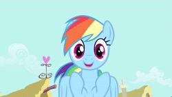 Size: 1920x1080 | Tagged: safe, screencap, rainbow dash, pegasus, pony, a bird in the hoof, g4, animated, derp, female, mare, puffy cheeks, silly face, solo, sound, webm