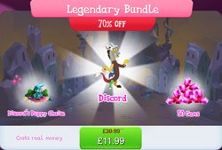 Size: 1268x858 | Tagged: safe, gameloft, discord, draconequus, g4, my little pony: magic princess, beard, bundle, bush, cloven hooves, costs real money, english, facial hair, gem, horns, male, mobile game, numbers, sale, solo, text, wings