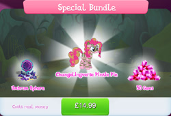 Size: 1268x861 | Tagged: safe, gameloft, pinkie pie, earth pony, pony, g4, my little pony: magic princess, alternate hairstyle, alternate timeline, bundle, chrysalis resistance timeline, costs real money, english, face paint, female, gem, mare, mobile game, numbers, sale, solo, text, tribal pie