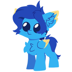 Size: 1000x1000 | Tagged: safe, artist:dorkmark, derpibooru exclusive, oc, oc only, oc:helmie, pegasus, pony, chest fluff, chibi, colored eartips, colored wings, ear fluff, simple background, smol, solo, transparent background, two toned wings, wings