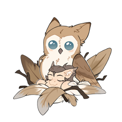 Size: 2048x2048 | Tagged: safe, artist:dorkmark, oc, oc only, oc:dima, bird, owl, pegasus, pony, feather, high res, nest, relaxing, simple background, sleeping, stick, transparent background