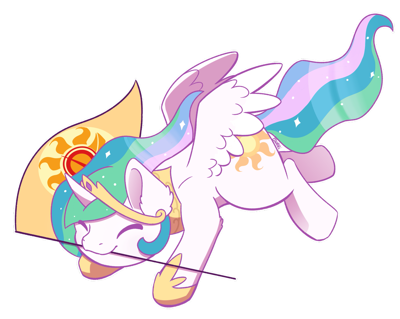 [alicorn,clothes,commission,crown,cute,cutelestia,eyes closed,female,flag,horn,jewelry,jumping,mare,pony,princess celestia,safe,shoes,signature,simple background,solar empire,solo,transparent background,wings,regalia,description is relevant,your character here,full body,spread wings,ych example,artist:backgroundpony#f352,object in mouth]