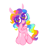 Size: 1260x1354 | Tagged: safe, artist:peaceandlove26, rainbow harmony, pegasus, pony, g4, big eyes, chibi, folded wings, multicolored hair, pink coat, rainbow eyes, rainbow hair, rainbow tail, simple background, solo, sparkly eyes, standing, tail, white background, wingding eyes, wings