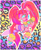 Size: 1173x1431 | Tagged: safe, artist:onionpwder, pacific glow, earth pony, pony, g4, bracelet, ear piercing, female, jewelry, kandi, leopard print, mare, necklace, piercing, pink coat, ponytails, rainbow colors, solo