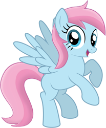Size: 2303x2780 | Tagged: safe, artist:tankman, oc, oc only, oc:water lilly, pegasus, pony, blue body, blue eyes, blue skin, female, flying, happy, high res, looking at you, mare, pink mane, pink tail, simple background, smiling, smiling at you, solo, tail, transparent background, wings