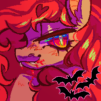 Size: 204x204 | Tagged: safe, artist:onionpwder, fluttershy, bat, bat pony, pony, g4, bat ponified, blood, blood on face, fangs, flutterbat, icon, multicolored eyes, race swap, solo