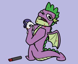 Size: 2048x1680 | Tagged: safe, artist:ewoudcponies, rarity, spike, dragon, g4, covered in kisses, kiss mark, lipstick, male, older, older spike, plushie, simple background