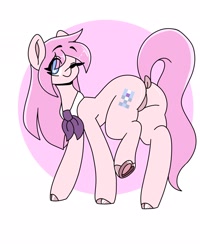 Size: 1638x2048 | Tagged: safe, artist:dub_doodles, oc, oc only, oc:kayla, pony, butt, dock, featureless crotch, female, mare, plot, simple background, smiling, solo, tail, white background