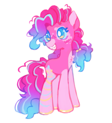 Size: 1105x1211 | Tagged: safe, artist:onionpwder, pinkie pie, earth pony, pony, g4, alternate design, alternate universe, colored hooves, multicolored mane, multicolored tail, ponytail, simple background, solo, tail, white background