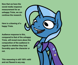Size: 2048x1704 | Tagged: safe, artist:ewoudcponies, trixie, pony, unicorn, g4, female, green background, happy, simple background, solo