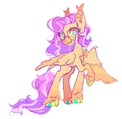 Size: 1170x1138 | Tagged: safe, artist:onionpwder, fluttershy, pegasus, pony, g4, alternate design, bat ears, claws, cloven hooves, simple background, solo, white background, wing claws, wings