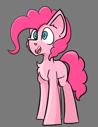 Size: 674x867 | Tagged: safe, artist:cotarsis, pinkie pie, earth pony, pony, g4, cheek fluff, chest fluff, colored sketch, female, mare, open mouth, open smile, simple background, sketch, smiling, solo, standing, three quarter view