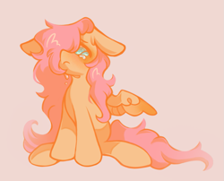 Size: 1267x1022 | Tagged: safe, artist:onionpwder, fluttershy, pegasus, pony, g4, crying, ears back, hair over one eye, simple background, solo, spread wings, wings