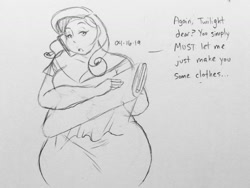 Size: 1280x965 | Tagged: safe, artist:canterlard, rarity, human, g4, doodle, female, humanized, implied twilight sparkle, monochrome, solo, traditional art, wide hips