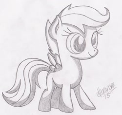 Size: 1746x1647 | Tagged: safe, artist:rhythm-is-best-pony, scootaloo, pegasus, pony, g4, grayscale, monochrome, old art, solo, traditional art