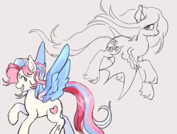 Size: 1280x975 | Tagged: safe, artist:cloverquil, fluttershy, star catcher, bat pony, pegasus, pony, g3, g4, bat ponified, duo, flutterbat, flying, race swap, spread wings, wings