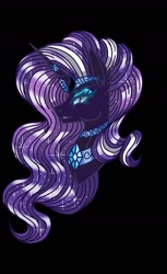Size: 1200x1958 | Tagged: safe, artist:meyreak123, nightmare rarity, pony, g4, black background, bust, female, frown, mare, portrait, simple background, solo