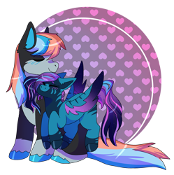 Size: 2305x2317 | Tagged: safe, artist:spoonfulofsuga, oc, oc only, oc:borealis, oc:mr. focker, earth pony, pegasus, pony, duo, high res, oc x oc, shipping, simple background, size difference, transparent background