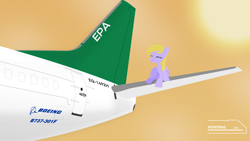 Size: 6418x3611 | Tagged: safe, artist:ponyrailartist, bubbly pop, pegasus, pony, g4, background pony, boeing, boeing 737, eyes closed, female, mare, plane, solo