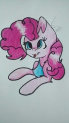 Size: 728x1296 | Tagged: safe, artist:mynameislele, pinkie pie, earth pony, anthro, g4, :p, arm hooves, female, solo, tongue out, traditional art