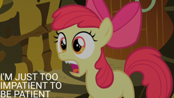Size: 2000x1125 | Tagged: safe, edit, edited screencap, editor:quoterific, screencap, apple bloom, earth pony, pony, g4, season 2, the cutie pox, bow, female, filly, foal, hair bow, open mouth, solo, zecora's hut