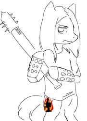 Size: 781x1076 | Tagged: safe, artist:reponer, pony, baseball bat, bipedal, black metal, mayhem, monochrome, ponified, solo, varg vikernes