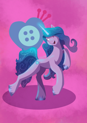 Size: 3720x5262 | Tagged: safe, artist:shooting star, izzy moonbow, pony, unicorn, g5, absurd resolution, female, lineless, mare, open mouth, open smile, shadow, signature, simple background, smiling, solo