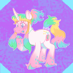 Size: 1000x1000 | Tagged: safe, artist:umbrellascribbles, oc, oc:static rain, pony, unicorn, female, mare, solo