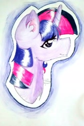 Size: 1386x2070 | Tagged: safe, artist:mynameislele, twilight sparkle, ambiguous race, pony, g4, bust, profile, solo, traditional art