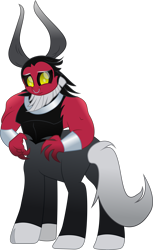 Size: 3618x5907 | Tagged: safe, artist:php178, lord tirek, centaur, taur, g4, my little pony: the movie, the ending of the end, .svg available, a better ending for tirek, absurd resolution, alternate universe, armband, beard, black sclera, buff, butt, chest, cloven hooves, considering, cute, facial hair, hand, horn, horns, inkscape, long horn, looking at you, looking back, male, movie accurate, muscles, neck rings, nose piercing, nose ring, piercing, plot, quadrupedal, reformed, septum piercing, simple background, solo, standing, svg, tail, three quarter view, tirebetes, tirump, transparent background, turned head, turning, uncertain, vector, what if, wristband, yellow eyes