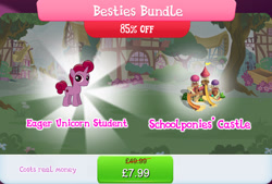 Size: 1267x856 | Tagged: safe, gameloft, idw, maraschino curls, pony, unicorn, g4, my little pony: magic princess, bundle, bush, colt, costs real money, english, foal, horn, idw showified, male, mobile game, numbers, sale, slide, solo, text