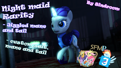 Size: 1280x720 | Tagged: safe, artist:sindroom, applejack, fluttershy, pinkie pie, rainbow dash, rarity, twilight sparkle, g4, 3d, alternate hairstyle, alternate timeline, glowing, glowing horn, gmod, horn, mane six, night maid rarity, nightmare takeover timeline, solo focus, source filmmaker, text