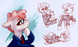 Size: 1280x768 | Tagged: safe, artist:raily, svengallop, earth pony, pony, g4, abstract background, clothes, drinking, drinking straw, glasses, hoof on chin, lying down, male, on back, solo, stallion