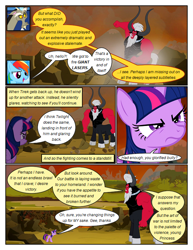 Size: 612x792 | Tagged: safe, artist:newbiespud, edit, edited screencap, screencap, discord, rainbow dash, draconequus, pegasus, pony, comic:friendship is dragons, g4, twilight's kingdom, comic, dialogue, female, horns, male, mare, outdoors, screencap comic