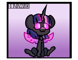 Size: 2600x2000 | Tagged: safe, artist:ronin20181, twilight sparkle, changeling, g4, changelingified, gradient background, high res, purple changeling, solo, species swap, twiling