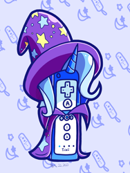 Size: 1536x2048 | Tagged: safe, artist:derp-rose, trixie, g4, nintendo, objectification, solo, wat, wii, wii remote